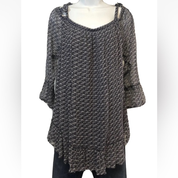 Women’s Lucky Brand Purple White Off The Shoulder Blouse Size 1X - Picture 1 of 5